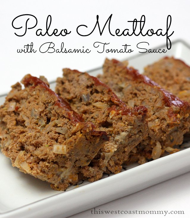 This easy paleo meatloaf recipe uses coconut flour and comes with a balsamic tomato sauce on top. Yummy!