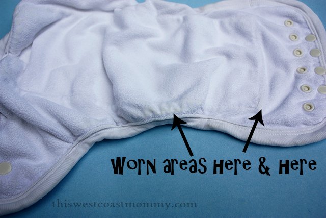Mother-ease One Size Fitted Diaper - Worn Areas