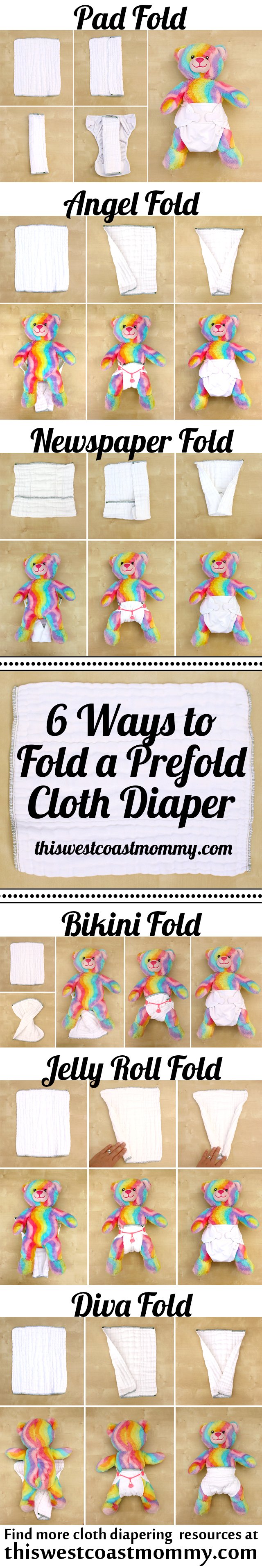 6 Ways to Fold a Prefold Cloth Diaper | In this cloth diaper tutorial, I show you how to fold a prefold diaper 6 different ways, with tips and recommendations for each.