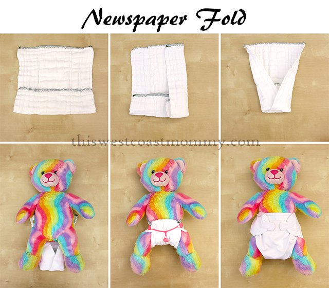How to make a newspaper fold with your prefold cloth diaper.