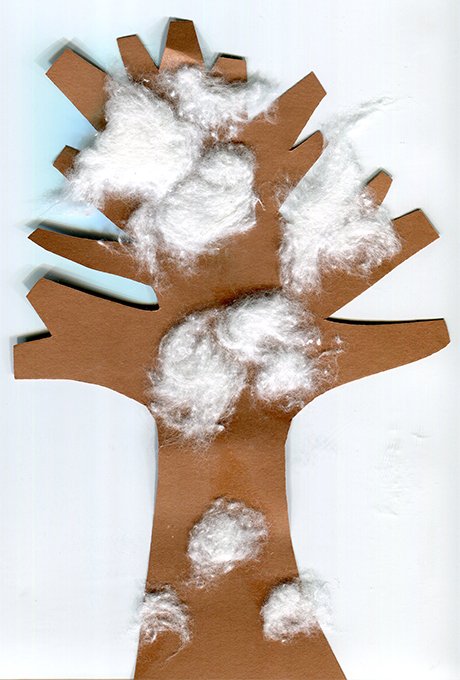 Cotton Ball Snowy Tree