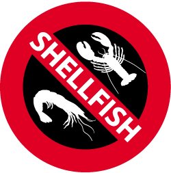 Vector Illustration of four No Shellfish Signs. See my others in this series.