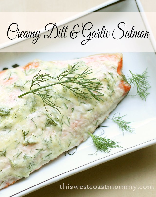This creamy dill & garlic salmon recipe is surprisingly easy to make! Moist, flaky, and flavourful, this is gluten-free, dairy-free, paleo, and Whole30 compliant.
