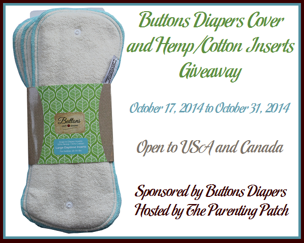 2014-10-17 Buttons Diapers Cover and Hemp Cotton Inserts Giveaway