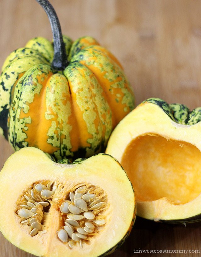 Roasted Maple Walnut Carnival Squash. This delicious fall recipe is paleo, vegetarian, and vegan friendly.
