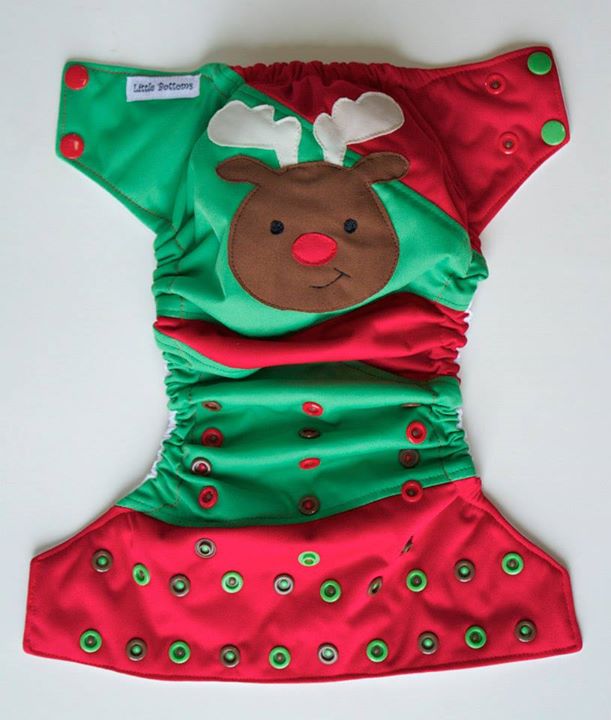Scrappy Embroidered Reindeer Pocket diaper - Little Bottoms Diapers