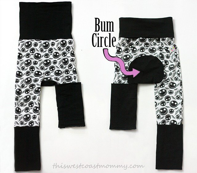 Grow With Me pants are adjustable at the waist and legs, and the bum circle makes them ideal for cloth diapered babies!