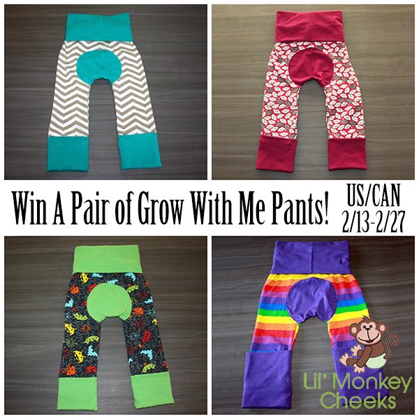 Win a pair Grow with Me Pants - perfect for cloth diapers! (US/CAN, 2/27)