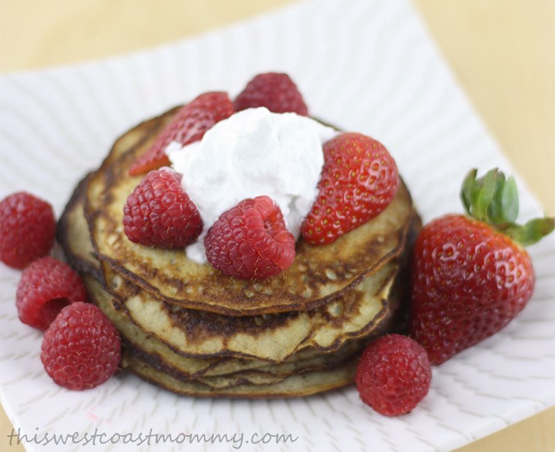 Make delicious gluten-free, dairy-free, paleo pancakes with just bananas and eggs! Top with fresh fruit and coconut cream instead of whipped cream, and you won't believe this decadent brunch is healthy as well as scrumptious! 