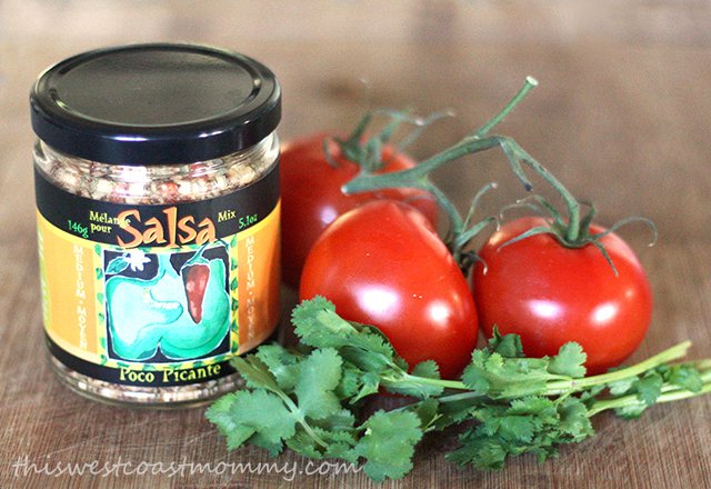 All you need for fantastic, fresh pico de gallo - Epicure Poco Picante Salsa mix, tomatoes, and cilantro.