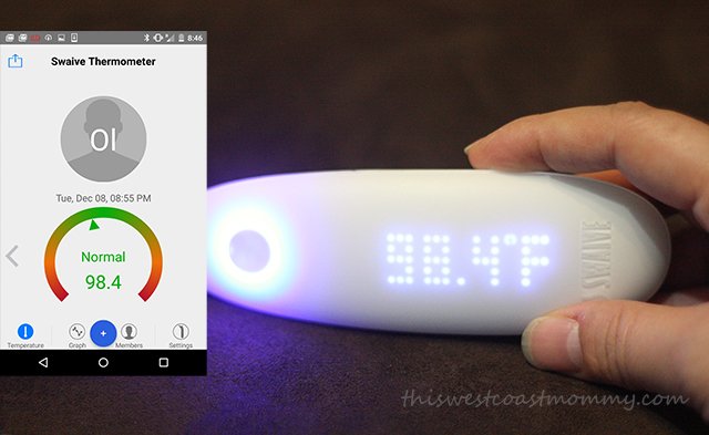 Swaive Thermometer syncs up to your smart phone via Bluetooth.