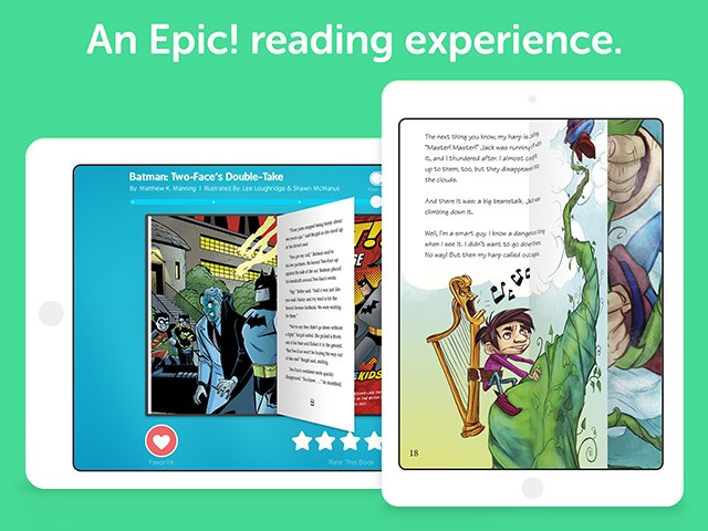 Epic! is a monthly subscription service providing instant and unlimited access to a library of over 10,000 fiction and non-fiction titles, available online or offline on any device!