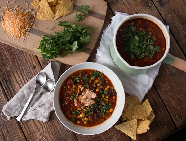 Slow Cooker Chicken Enchilada Soup from Peaks & Harbours