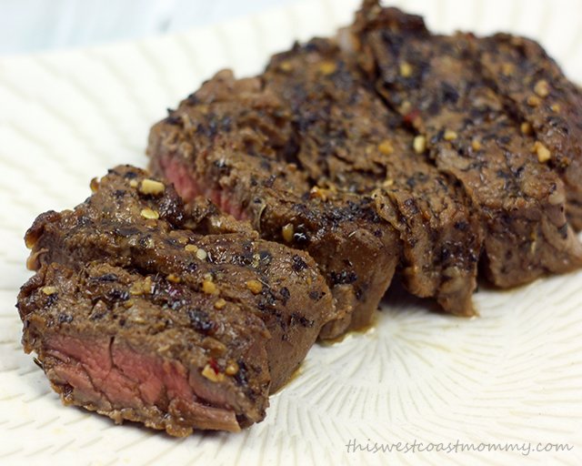 This Asian Marinated Beef Tenderloin is simple and so tasty! Add a side salad and get dinner on the table in under 20 minutes!
