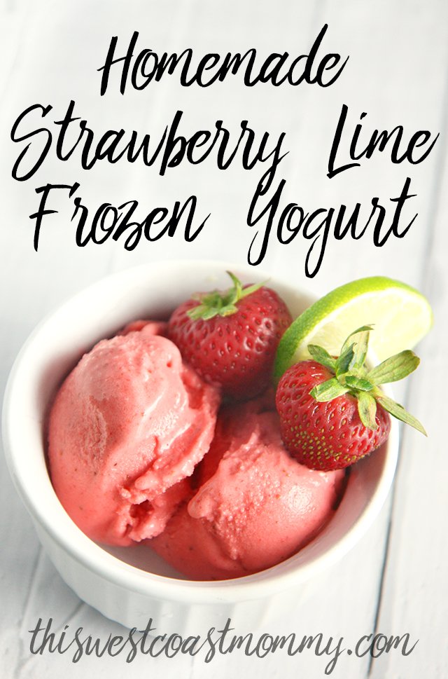 Homemade Strawberry Lime Frozen Yogurt