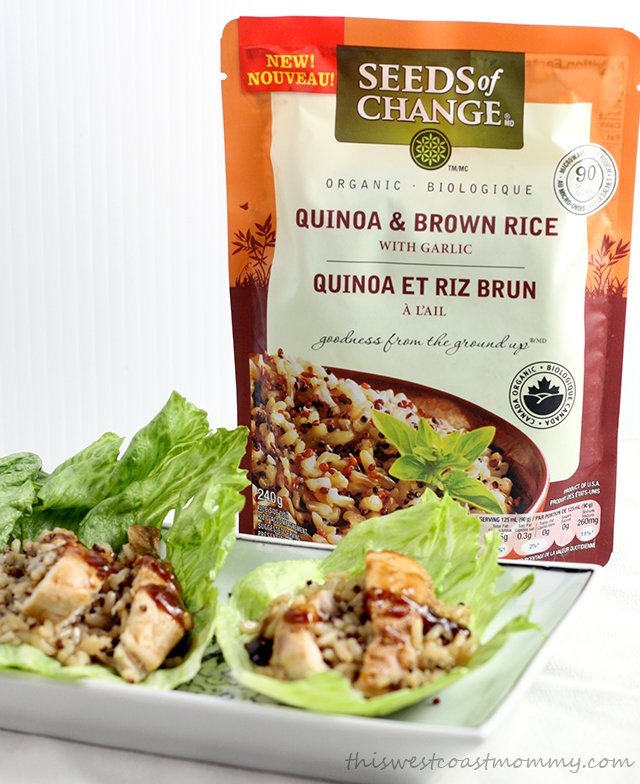 Seeds of Change Quinoa & Brown Rice with Garlic make these lettuce wraps a quick, healthy, and delicious dinner option!