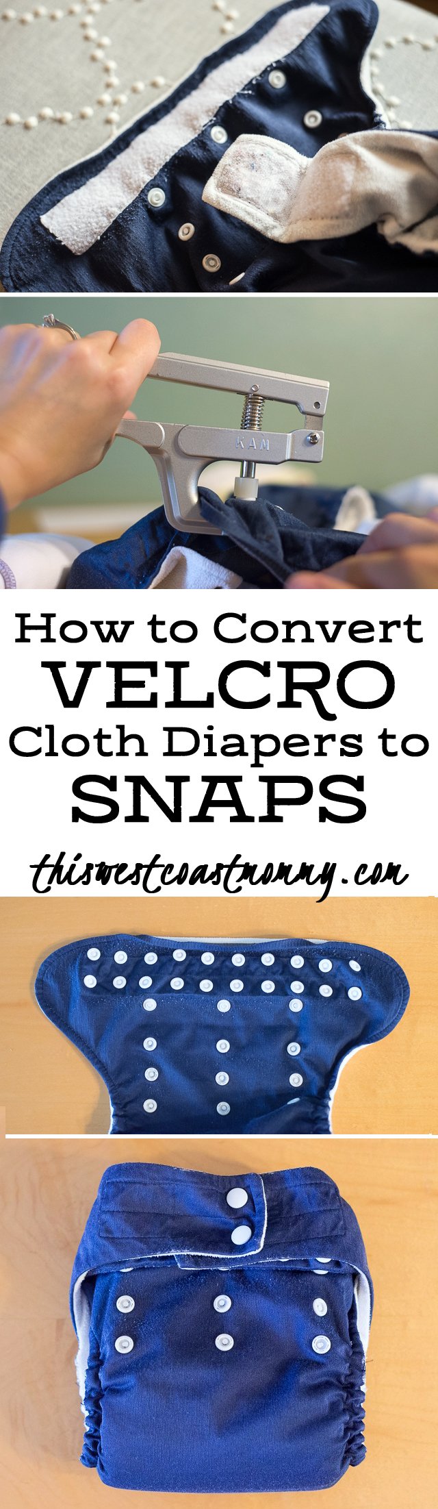 This step by step tutorial will show you how to convert Velcro cloth diapers to snaps. It's easier than you think, and no sewing machine required.